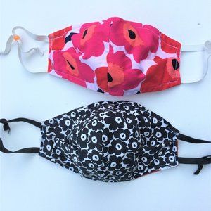 Three Marimekko Sheet Pikkuinen Face Masks Unikko Reverse